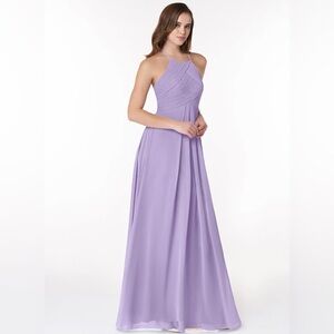 Awei Bridal Lilac A- Line Halter Pleated Chiffon Maxi Dress